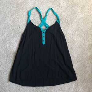 Black button detail tank top